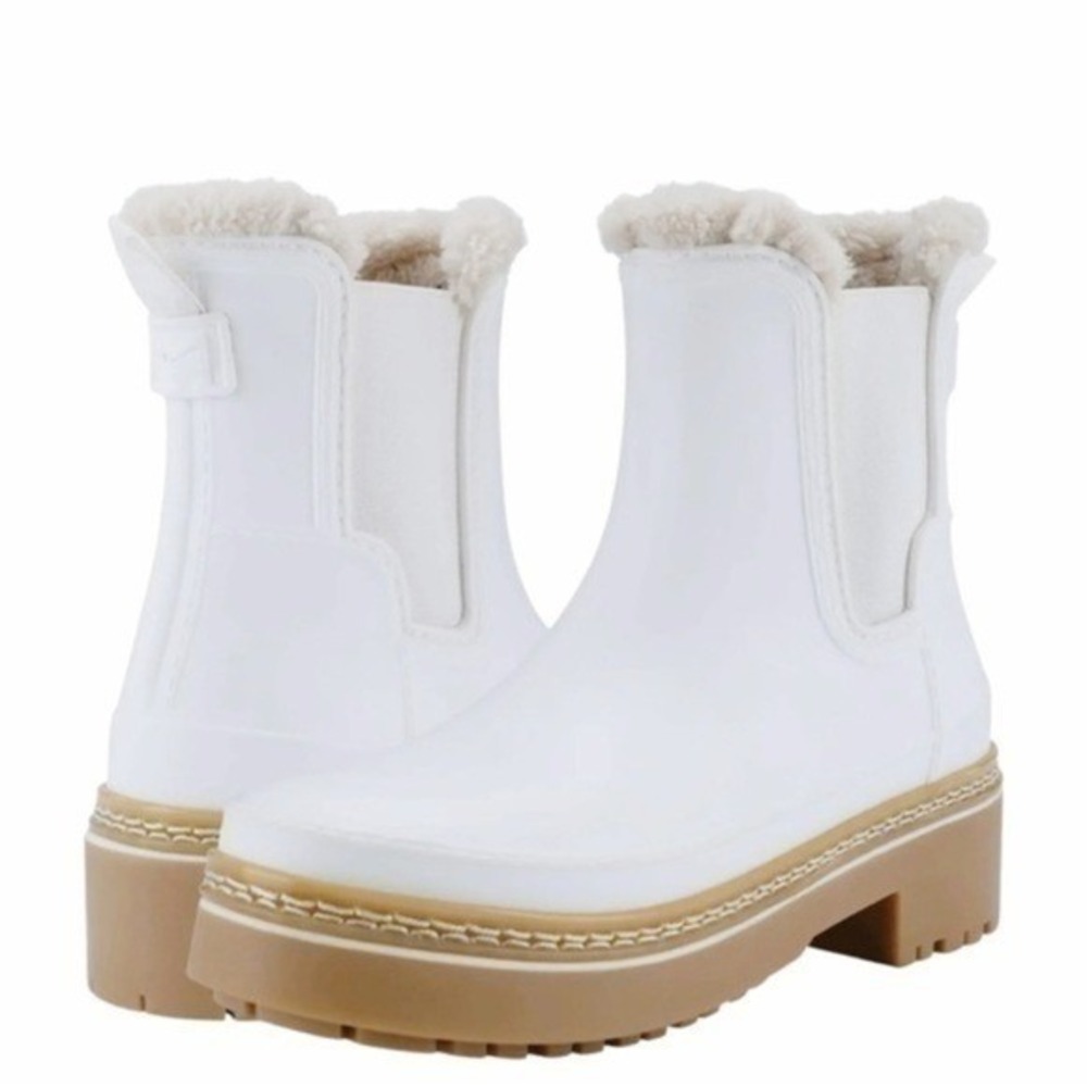 Marc Fisher LTD Fargo White Faux Fur Lined Waterproof Chelsea Rain Boots Size 10 - Picture 5 of 10